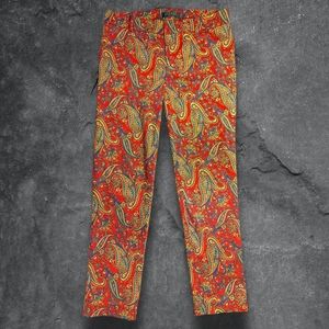 Lauren Ralph Lauren Red Paisley Straight Leg Women's Slacks sz 2P